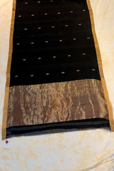 HOV HANDLOOM CHANDERI SAREE - GOLD LEAF - BLACK - 104