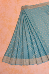 HOV Handloom Banarasi Crepe Silk Saree - Butidar Star All Over - Sky Blue - 076