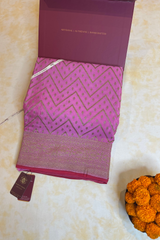HOV Handloom Banarasi Crepe Silk Saree - Copper Zari All Over- Baby Pink - 078