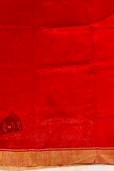 Handloom Silk Chanderi Saree - Fuldani Buta - Red