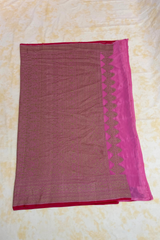 HOV Handloom Banarasi Crepe Silk Saree - Copper Zari All Over- Baby Pink - 078