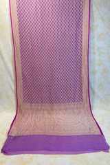 HOV Handloom Banarasi Georgette Silk Saree - All Over Jaali Design Light Purple - 079