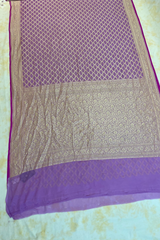 HOV Handloom Banarasi Georgette Silk Saree - All Over Jaali Design Light Purple - 079