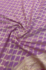 HOV Handloom Banarasi Georgette Silk Saree - All Over Jaali Design Light Purple - 079