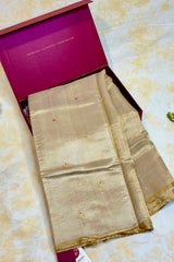 Handloom Silk Chanderi Saree - Mini Round Buta With Red Mina - Pink