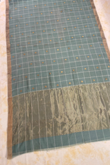 HOV Handloom Chanderi Cotton Silk Saree - Checks With Round Buta - 029-01