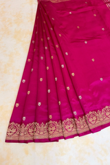 HOV Handloom Banarasi Katan Silk Saree - Butidar Kadhua -Double Dove Border Pink - 064