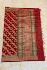 HOV Exclusive Pure Zari Handloom Banarasi Silk Saree - Jaangla Minedar - Red - 055