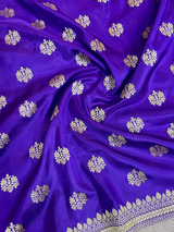HOV EXCLUSIVE HANDLOOM BANARASI KATAN SILK SAREE - PURPLE - CHEVRON BUTA - 111
