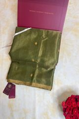 HOV Handloom Chanderi Half Tissue Saree - Round Buta - 003-02 - Green