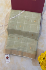 HOV HANDLOOM CHANDERI SAREE - LOTUS BUTA - CHECKS WITH ROUND BUTA - 103