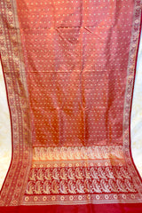 Handloom Kadhua Banarasi Shalu Silk Satin Saree - Sangita - Peach Pink