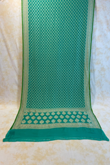 HOV Handloom Banarasi Georgette Silk Saree - All Over Jaali Design Light Green - 080
