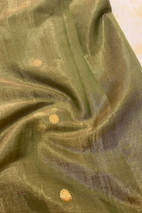 HOV Handloom Chanderi Half Tissue Saree - Round Buta - 003-02 - Green