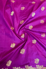 HOV Handloom Banarasi Katan Silk Saree - Butidar Kadhua -Small Rose Border Purple - 062