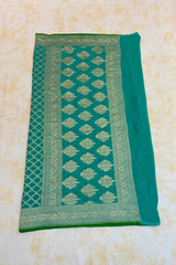 HOV Handloom Banarasi Georgette Silk Saree - All Over Jaali Design Light Green - 080