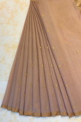 HOV HANDLOOM CHANDERI SAREE - TISSUE - ROUND BUTA - 100