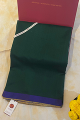 HOV HANDLOOM CHANDERI SAREE - PLAIN STRIPE TEAL - GREEN - 095