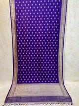 HOV EXCLUSIVE HANDLOOM BANARASI KATAN SILK SAREE - PURPLE - CHEVRON BUTA - 111