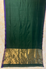HOV HANDLOOM CHANDERI SAREE - PLAIN STRIPE TEAL - GREEN - 095