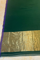 HOV HANDLOOM CHANDERI SAREE - PLAIN STRIPE TEAL - GREEN - 095