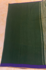 HOV HANDLOOM CHANDERI SAREE - PLAIN STRIPE TEAL - GREEN - 095