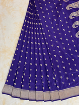 HOV EXCLUSIVE HANDLOOM BANASARI KATAN SILK SAREE - PURPLE - BIG BUTA PAISLEY-110