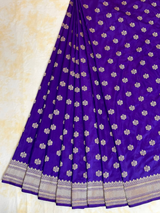 HOV EXCLUSIVE HANDLOOM BANARASI KATAN SILK SAREE - PURPLE - CHEVRON BUTA - 111
