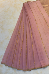 HOV HANDLOOM CHANDERI SAREE - SINGLE STRIPE GOLD - 108