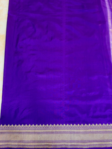 HOV EXCLUSIVE HANDLOOM BANARASI KATAN SILK SAREE - PURPLE - CHEVRON BUTA - 111