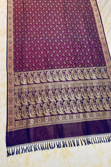 HOV Exclusive Pure Zari Handloom Banarasi Saree - Jaangla Purple - 033