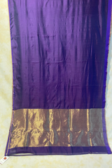 HOV HANDLOOM CHANDERI SAREE - PLAIN STRIPE TEAL - PURPLE - 096