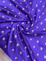 HOV EXCLUSIVE HANDLOOM BANASARI KATAN SILK SAREE - PURPLE - BIG BUTA PAISLEY-110