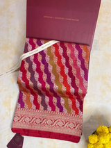 HOV EXCLUSIVE HANDLOOM BANARASI KATAN SILK SAREE - RED - RANGKAT - 114