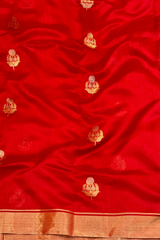 Handloom Silk Chanderi Saree - Fuldani Buta - Red