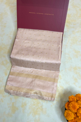 HOV Exclusive Pure Zari Handloom Banarasi Silk Saree - Peach Silver Zari Kasturi - 025