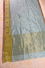 HOV Handloom Chanderi Silk Saree - Border Paisley Buta - Sky Blue - 54-01