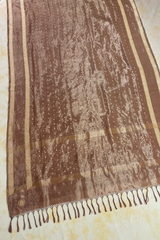 HOV Handloom Pure Zari Tissue Banarasi Katan Silk Saree - Butidar - Beige Kasturi - 087