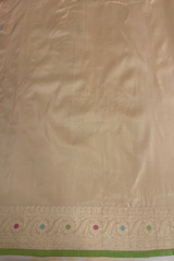 HOV Exclusive Handloom Banarasi Katan Silk Saree - Checks - Rangakat- Off White Green - 107