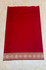 HOV Exclusive Real Zari Handloom Banarasi Katan Silk Saree - Custom Made Gold Border - Red - 108