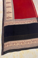 HOV Hand-Block Print Saree Zari Border - 007-01