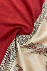 HOV Hand-Block Print Saree Zari Border - 007-01