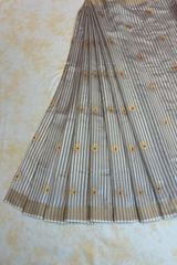 HOV Handloom Chanderi Silk Saree - Kota Silk Feather - White - 045