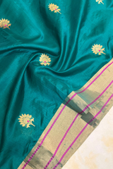 HOV Handloom Chanderi Silk Saree - Mughal Flower Buta - 47