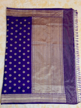 HOV EXCLUSIVE HANDLOOM BANARASI KATAN SILK SAREE - PURPLE - CHEVRON BUTA - 111