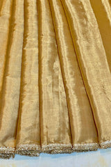 Handloom Chanderi Silk Saree With Lace - Gold