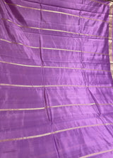 Handloom Kadhua Banarasi Silk Saree -Floral Stripe - Purple