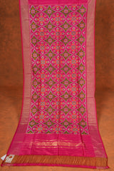 Handloom Silk Dupatta- Pink Green