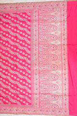 Real Zari Handloom Kadhua Banarasi Katan Silk Saree - Jaangla - Red Blue Minedar