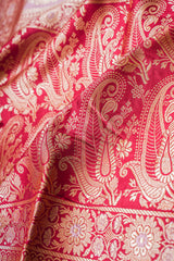 All Gold Zari Banarasi Shalu Pastel Pink Real Zari Saree- Real gold zari